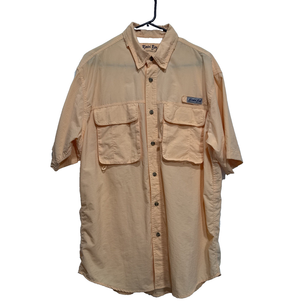 Bimini Bay Outfitters Mens Shirt Sz M Vented Fishing Outdoor Coral Nylon UPF 30